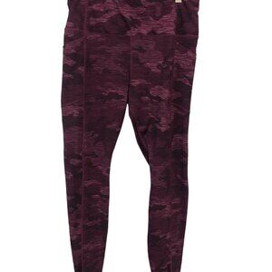 Avia Leggings Womens Size Medium 8 - 10 Maroon Marbled Activewear Pants Pockets